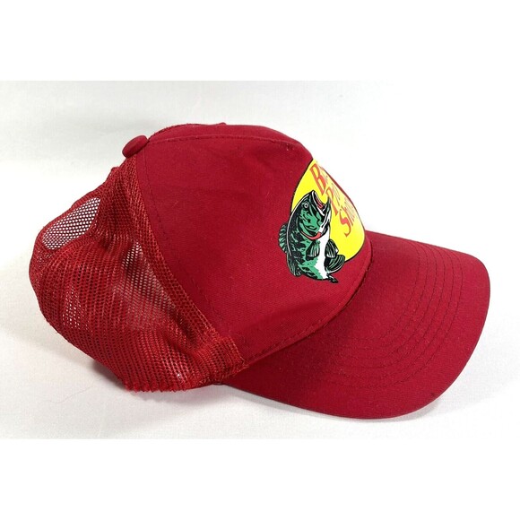 Vintage Bass Pro Shops Red Trucker Snapback Adjustable Hat - Picture 3 of 10